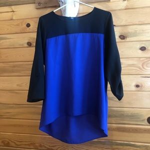 purple and black tunic blouse